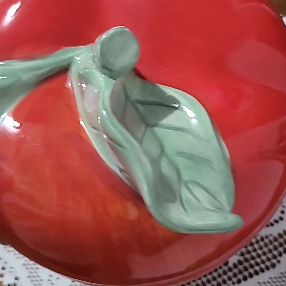 HOME Vintage Red Apple Ceramic Cookie Jar - Picture 4 of 10